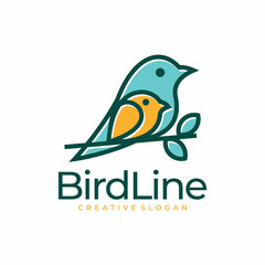 Bird Line Logo Design Vector Template
