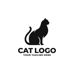 Cat simple flat logo vector