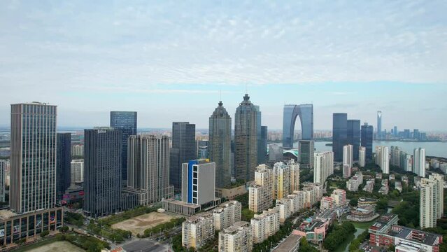 CBD urban scenery of Suzhou Industrial Park, Jiangsu Province, China