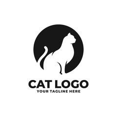 Cat simple flat logo vector