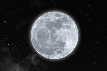 Fototapeta na wymiar Full moon with stars on the sky.