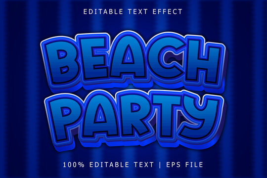 Beach Party Editable Text Effect 3 Dimension Emboss Modern Style