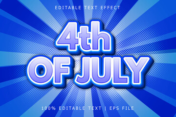 4 Th Of July Editable Text Effect 3 Dimension Emboss Modern Style
