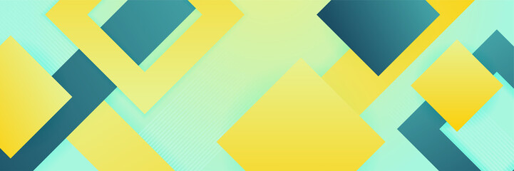 Blue and green glossy geometric abstract tech banner design. Geometric vector background