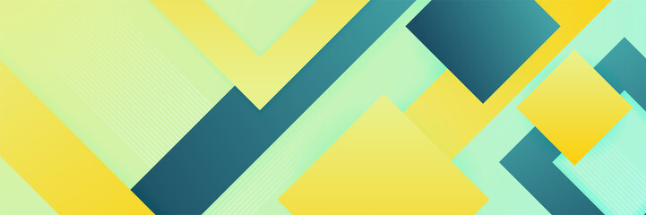 Blue and green glossy geometric abstract tech banner design. Geometric vector background