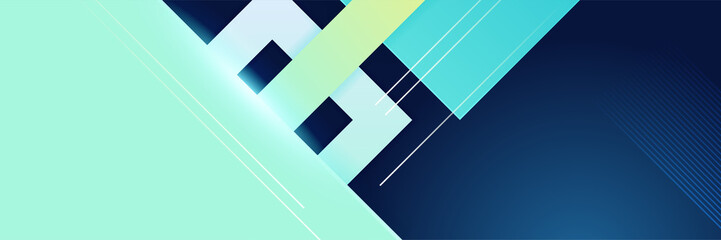 Fototapeta na wymiar Blue and green glossy geometric abstract tech banner design. Geometric vector background