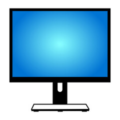 stylish monitor icon with blue screen