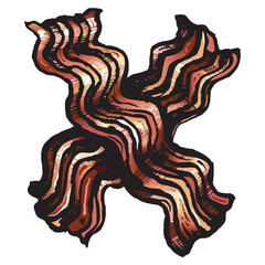 Hand Drawn Bacon Strips Vector Illustration