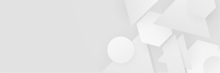 Fototapeta premium Minimal geometric white light banner background abstract design. Vector abstract graphic design banner pattern background template.