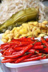 salted vegetables on the market