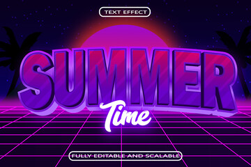 Summer Time Editable Text Effect 3 Dimension Emboss Neon Style