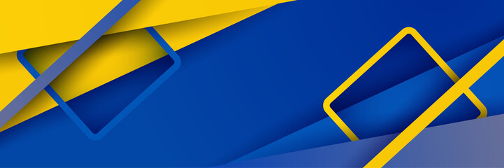 Modern blue and yellow abstract banner background. Blue background with orange and yellow color composition in abstract. Abstract backgrounds with a combination of lines and circle dots square waves