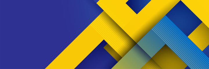 Modern blue and yellow abstract banner background. Blue background with orange and yellow color composition in abstract. Abstract backgrounds with a combination of lines and circle dots square waves
