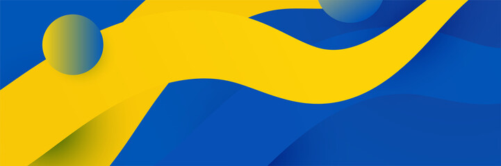 Modern blue and yellow abstract banner background. Blue background with orange and yellow color composition in abstract. Abstract backgrounds with a combination of lines and circle dots square waves