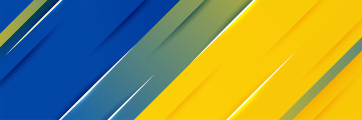 Modern blue and yellow abstract banner background. Blue background with orange and yellow color composition in abstract. Abstract backgrounds with a combination of lines and circle dots square waves