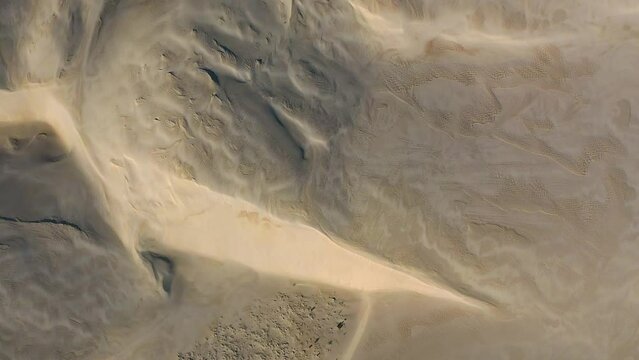 Aerial footage, birds eye view of beautiful white sand dunes in Lancelin, Western Australia