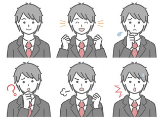 男子学生の色々な表情