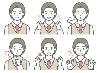 男子学生の色々な表情（ベスト）