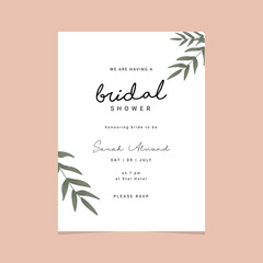 Minimalist template bridal shower invitation design