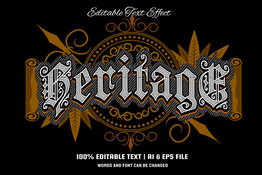 Heritage editable text effect vintage style