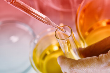 Oil dropping, Chemical reagent mixing, Laboratory and science experiments, Formulating the chemical...