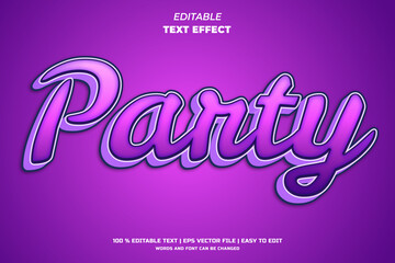 Purple party text style, editable text effect template vector illustration