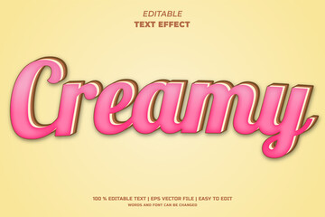 Sweet creamy text style, editable text effect template vector