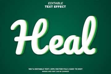 Green nature heal text style, editable text effect template vector illustration