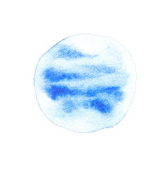Watercolor texture background. Blue sky cloud. Hand drawing art. Vintage backdrop banner. Aquarelle ground paper. Abstract navy wet image. Impression stain round template