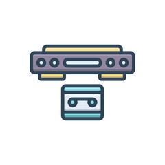 Color illustration icon for vcr video
