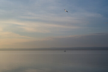 Alleine auf dem See begleitet von einer Möwe 1