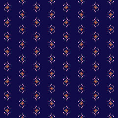 Fototapeta na wymiar Knitted pattern in blue and grey with decorative rhombus ornament. Knit texture for everyday winter dress, socks, fabric, scarf, or other casual textile design.