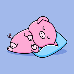Cute pig sleeping cartoon design