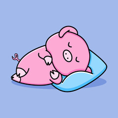 Cute pig sleeping cartoon design