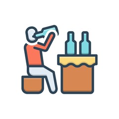 Color illustration icon for drinking