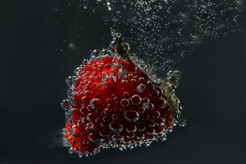 Concept of freshness, fresh strawberry, close up