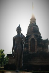 A picture of an ancient temple in the Sukhothai period used as a background image.