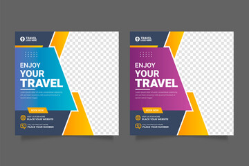 Travel tour sopcial media post or social post template
