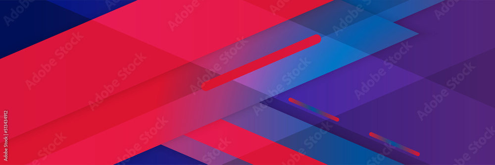 Wall mural blue red abstract banner background with stripes lines and geometric element shapes design. abstract