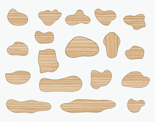 Wooden plank sign organic shape set