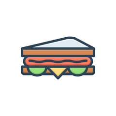 Color illustration icon for sandwich