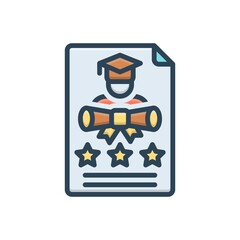 Color illustration icon for graduates