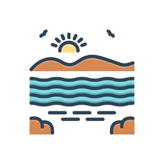 Color illustration icon for coastal
