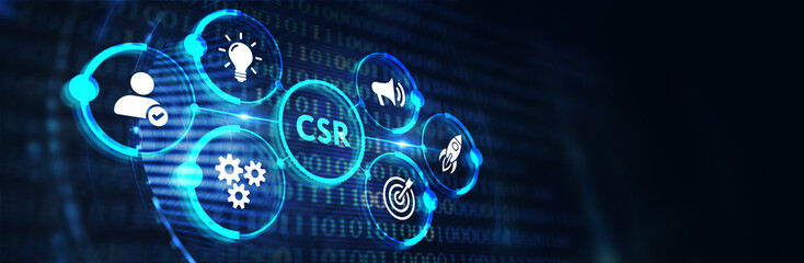 CSR abbreviation, modern technology concept. Business, Technology, Internet and network concept. 3d illustration