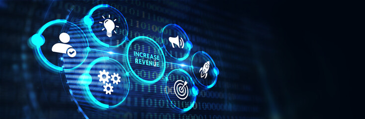 Obraz premium Increase revenue concept. Business, Technology, Internet and network concept. 3d illustration