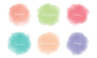 Watercolor abstract shapes isolated on white background. Hand drawn painted splashes, splatters, background blobs design elements