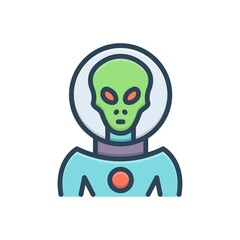 Color illustration icon for alien