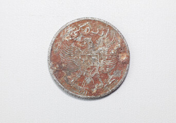 old rusty dirty coin 25 cent Indonesia year 1952