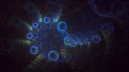 3D rendering abstract multicolor technology fractal light background