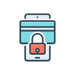 Color illustration icon for securely